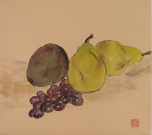 Toinette Lippe painting - Pears, Avocado, and Grapes