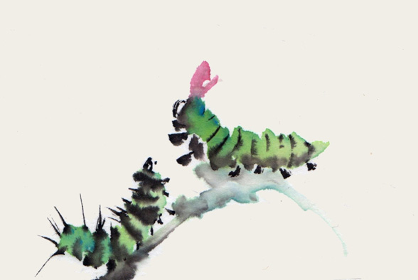Toinette Lippe painting - Green Caterpillars