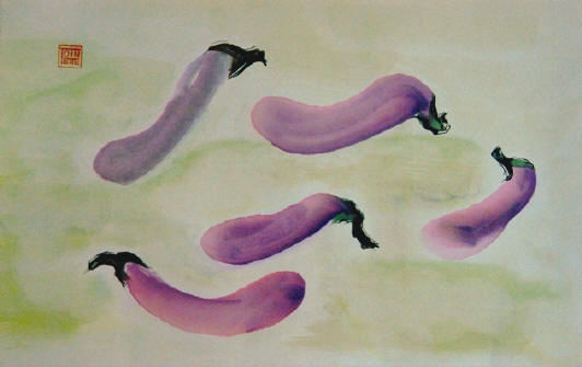 Toinette Lippe painting - Eggplant Dancing