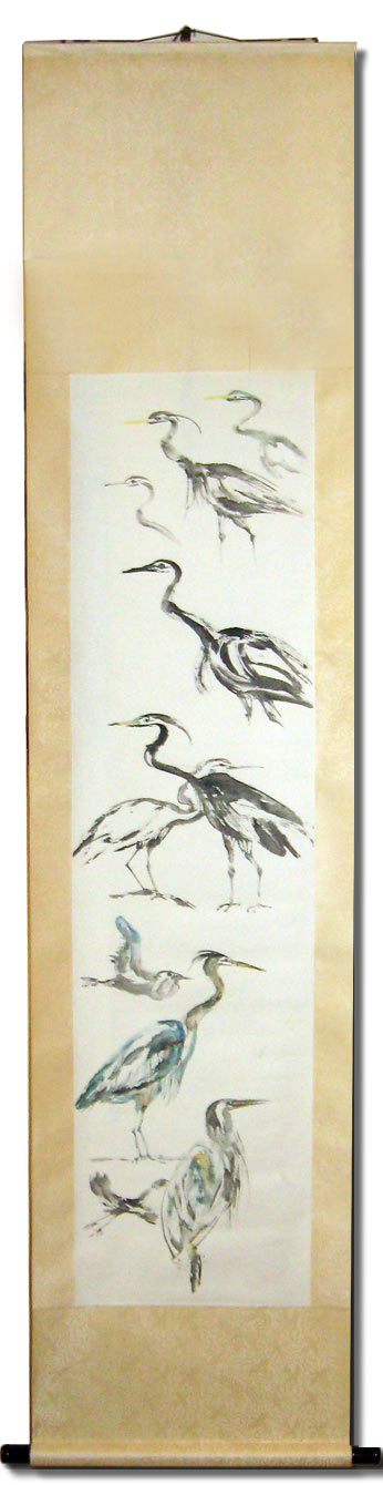 Toinette Lippe painting - Heron Sketches Scroll