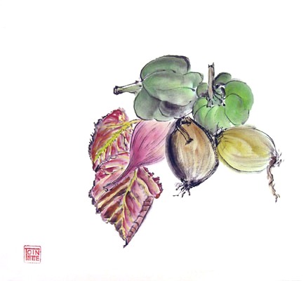 Toinette Lippe painting - Leaves, Peppers, and Onions