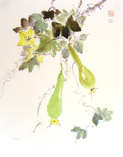 Toinette Lippe painting - Green Gourds